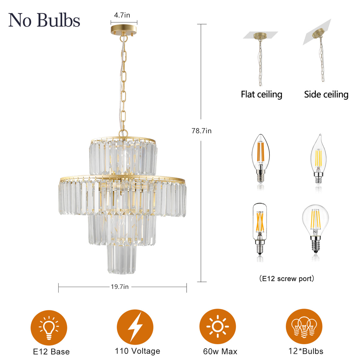 Luxury Crystal Chandelier Modern Chandeliers Lights Fixture Hanging Pendant Light Fixture Dia 19.7 Inch - V.I.P Digital Presence
