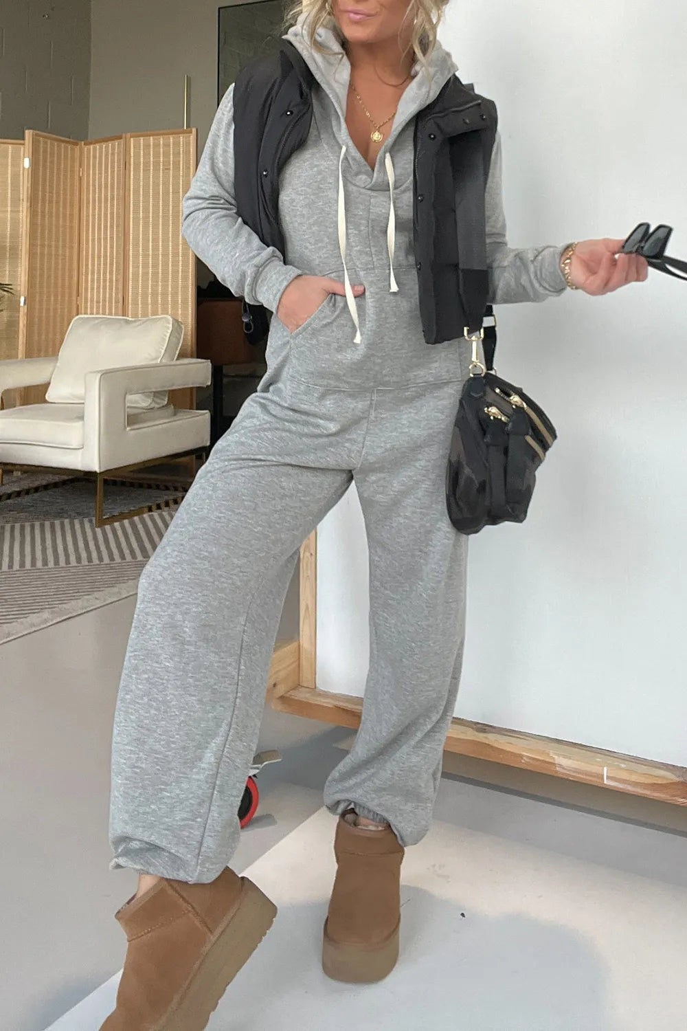 Full Size Drawstring Long Sleeve Jumpsuit - V.I.P Digital Presence