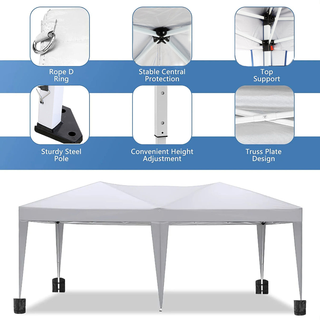 10'x20 'folding canopy with 6 detachable side walls outdoor activity shelters UPF 50+terrace portable tent (white) - V.I.P Digital Presence
