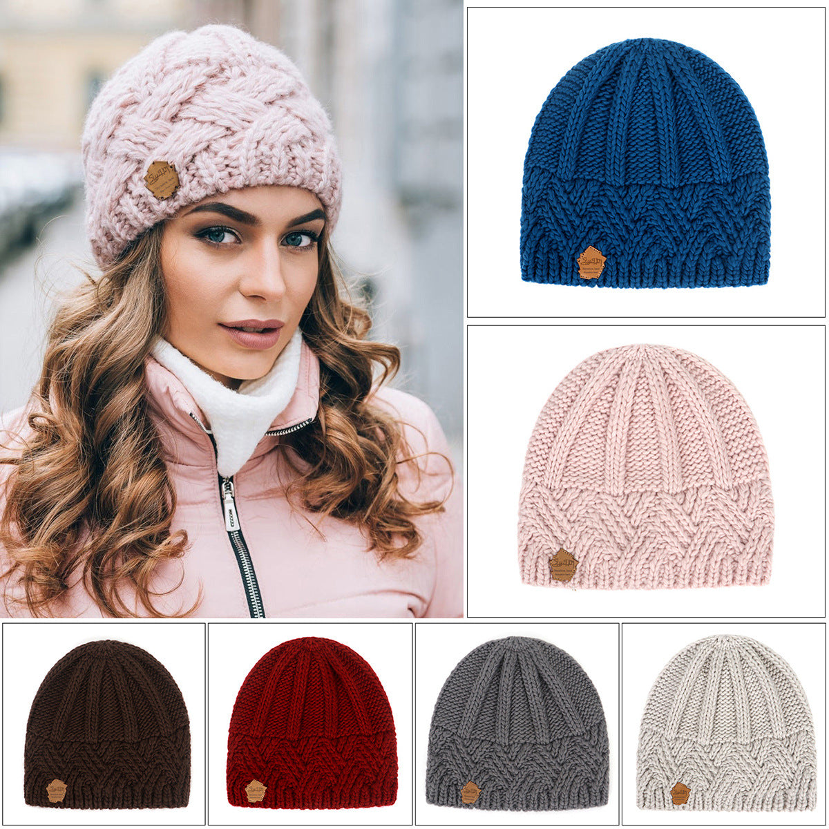 European and American retro style diamond grid coarse needle knitted hat for men and women, fashionable autumn and winter knitted hat - V.I.P Digital Presence