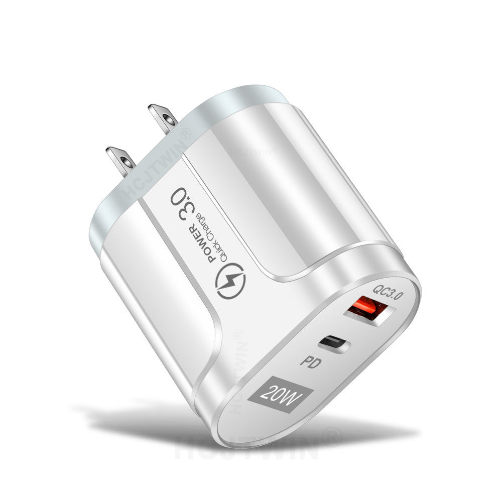 PD20W Mobile Fast Charging Charger 5V4A US, European, and British Standard Speed Matching Device PD+QC3.0 Travel Charging Head - V.I.P Digital Presence