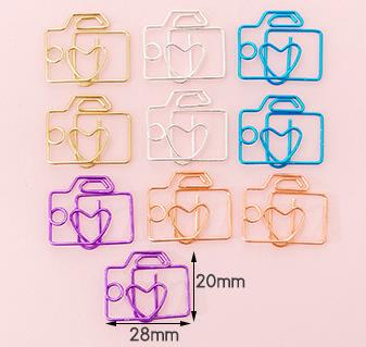 10 piezas/paquete de mini clips de papel con forma de estrella de cactus y helado, clips de carpeta transparentes de metal para papelería kawaii, fotos, tickets, notas y cartas.