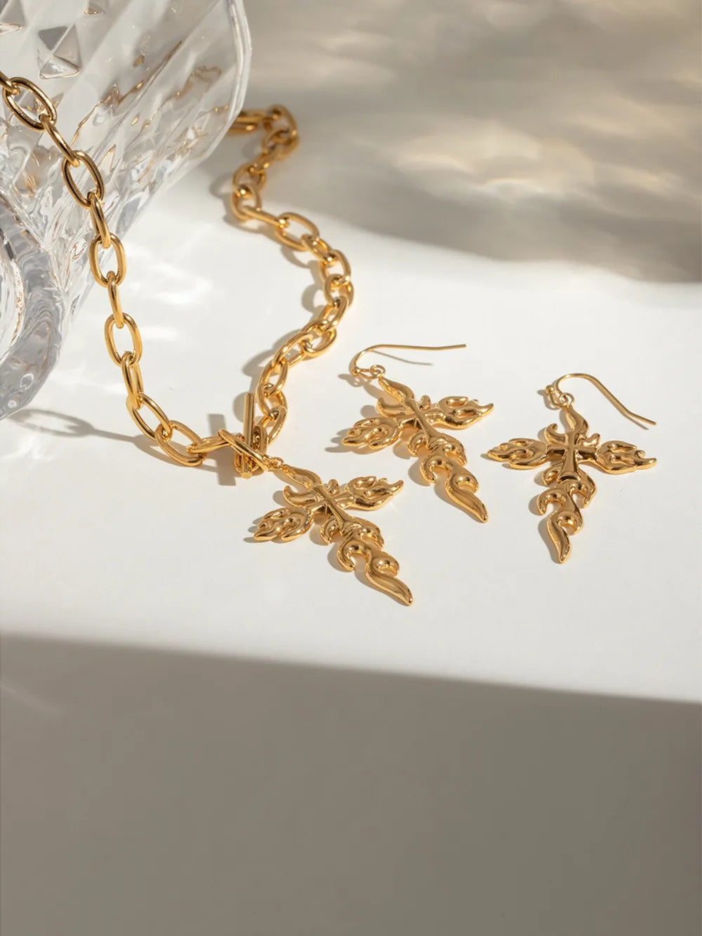 18K Gold-Plated Stainless Steel Cross Necklace - V.I.P Digital Presence
