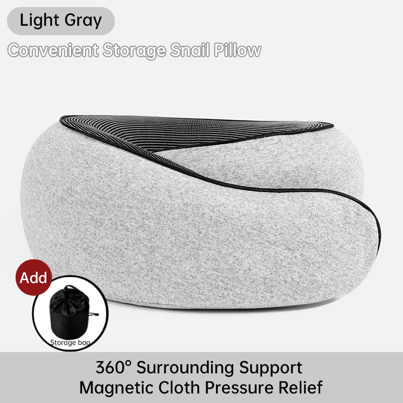 Travel Neck Pillow Memory Foam U-shaped Pillow Snail Style Travel Neck Support Portable Adjustable Soft Noon Break Sleep Pillows - V.I.P Digital Presence