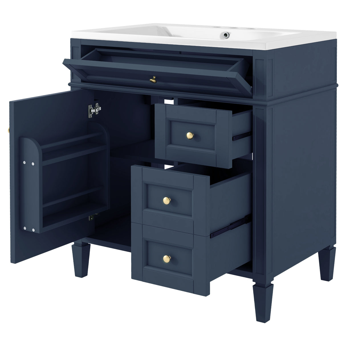 30 inch bathroom vanity with top sink, storage cabinet with 2 drawers and 1 drawer, single sink bathroom vanity - V.I.P Digital Presence