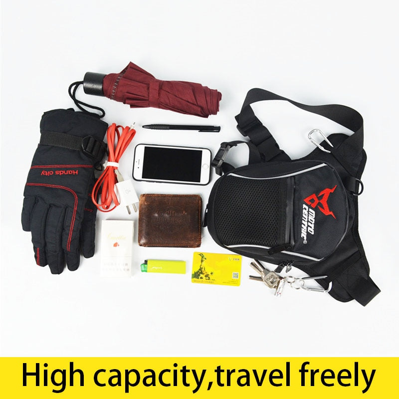 Fashion Motorcycle Drop Leg Bag Hip Bum Fanny Pack Waterproof Motorcycle Bag Outdoor Casual Waist Bag Motorcycle bike Bag Black - V.I.P Digital Presence