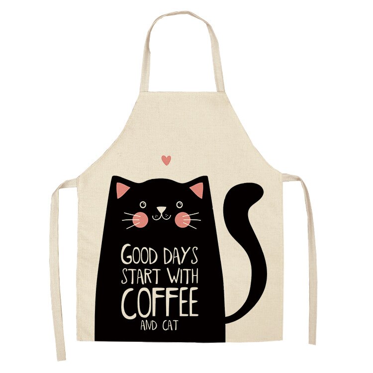 Cat Kitchen Aprons For Women Cotton Linen Bibs Household Cleaning Pinafore Home Cooking Apron kids kitchen barber - V.I.P Digital Presence