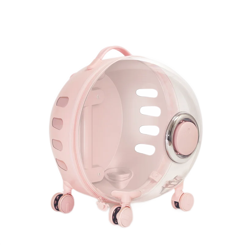 Rolling Pet Travel Trolley with Wheel, Transparent Capsule, Pink, Green, Puppies, Dogs, Cat Carriers Bag, 5-20Kg - V.I.P Digital Presence