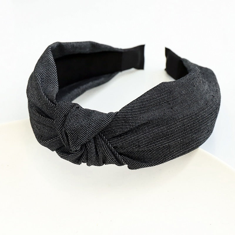 Hair hoop fashion denim fabric middle knot hair clip headband for girls going out headwear - V.I.P Digital Presence