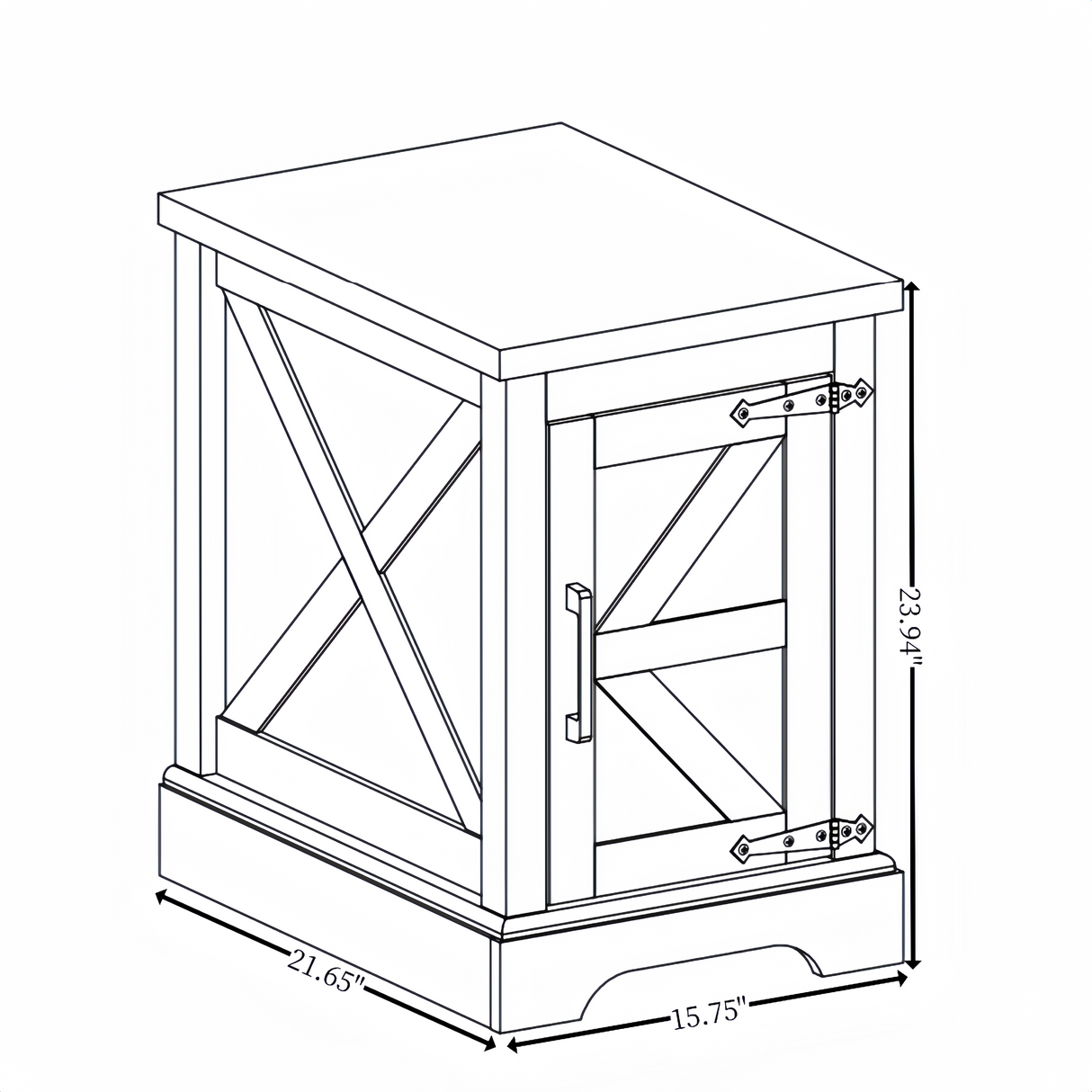 Farmhouse tea table bedside table rectangular farmhouse tea table with barn door and adjustable storage rack, white - V.I.P Digital Presence