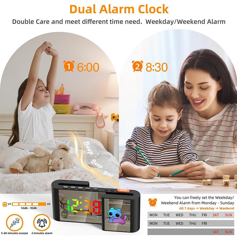 Creative S-shaped Dual-Screen RGB Colorful Alarm Clock, Adorable Cartoon Night Light Electronic Clock - V.I.P Digital Presence