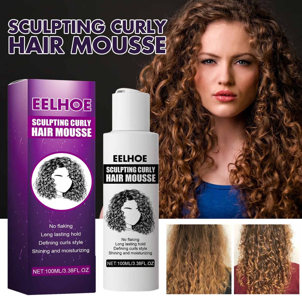 Curly Hair Styling Elastin, Curly Hair Moisturizing And Fluffing Hair Styling Elastin - V.I.P Digital Presence