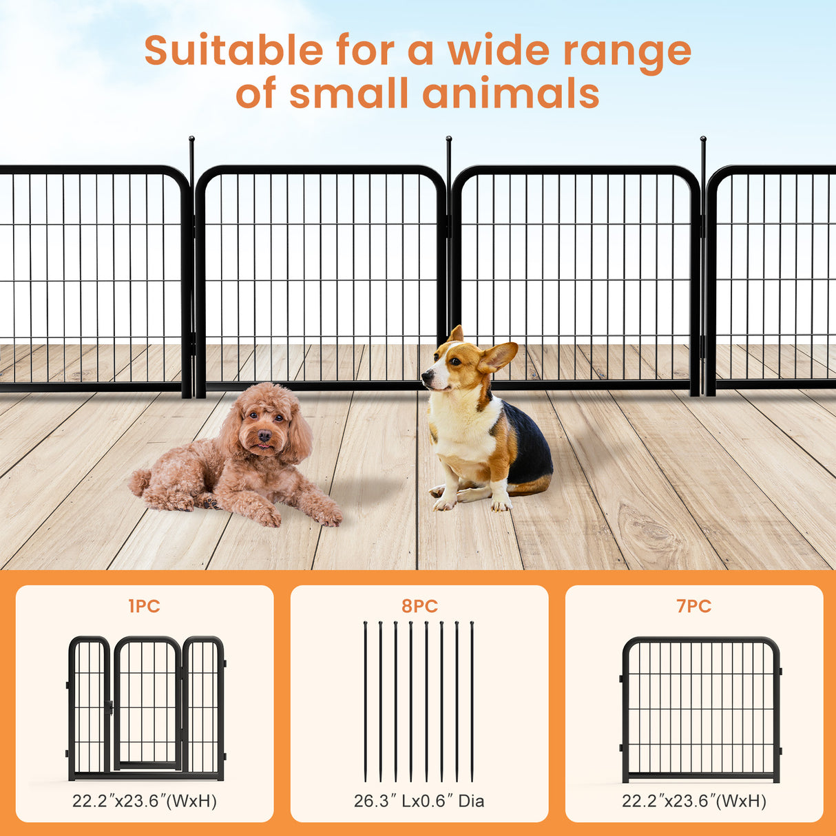 8-panel dog fence, 24 inch small dog pet fence, portable indoor pet game fence. Black, 22.2 inches wide x 23.6 inches high. - V.I.P Digital Presence