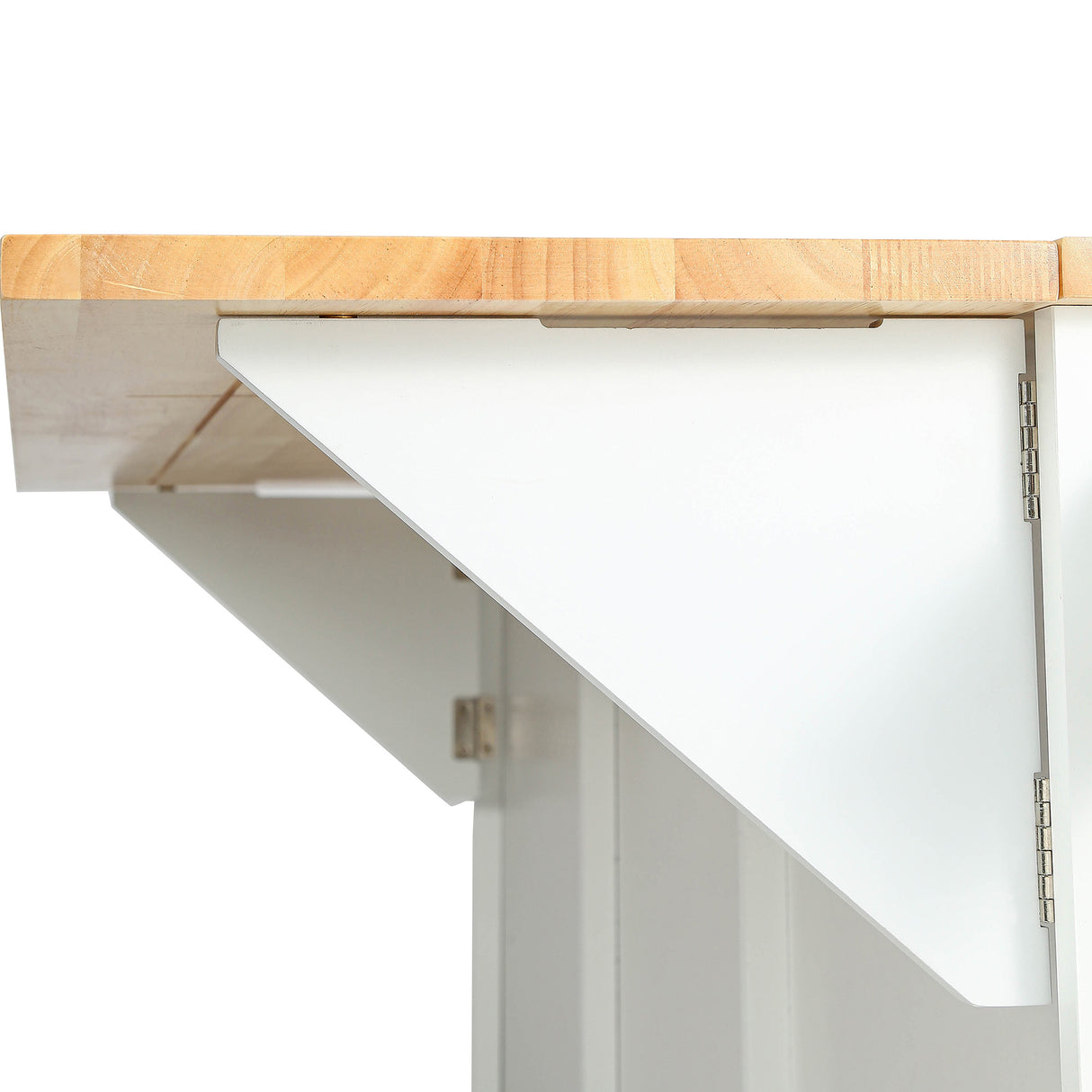 Kitchen trolley with rubber wood leaf countertop, 5-wheel kitchen island, storage cabinet and 3 dining drawers, white - V.I.P Digital Presence