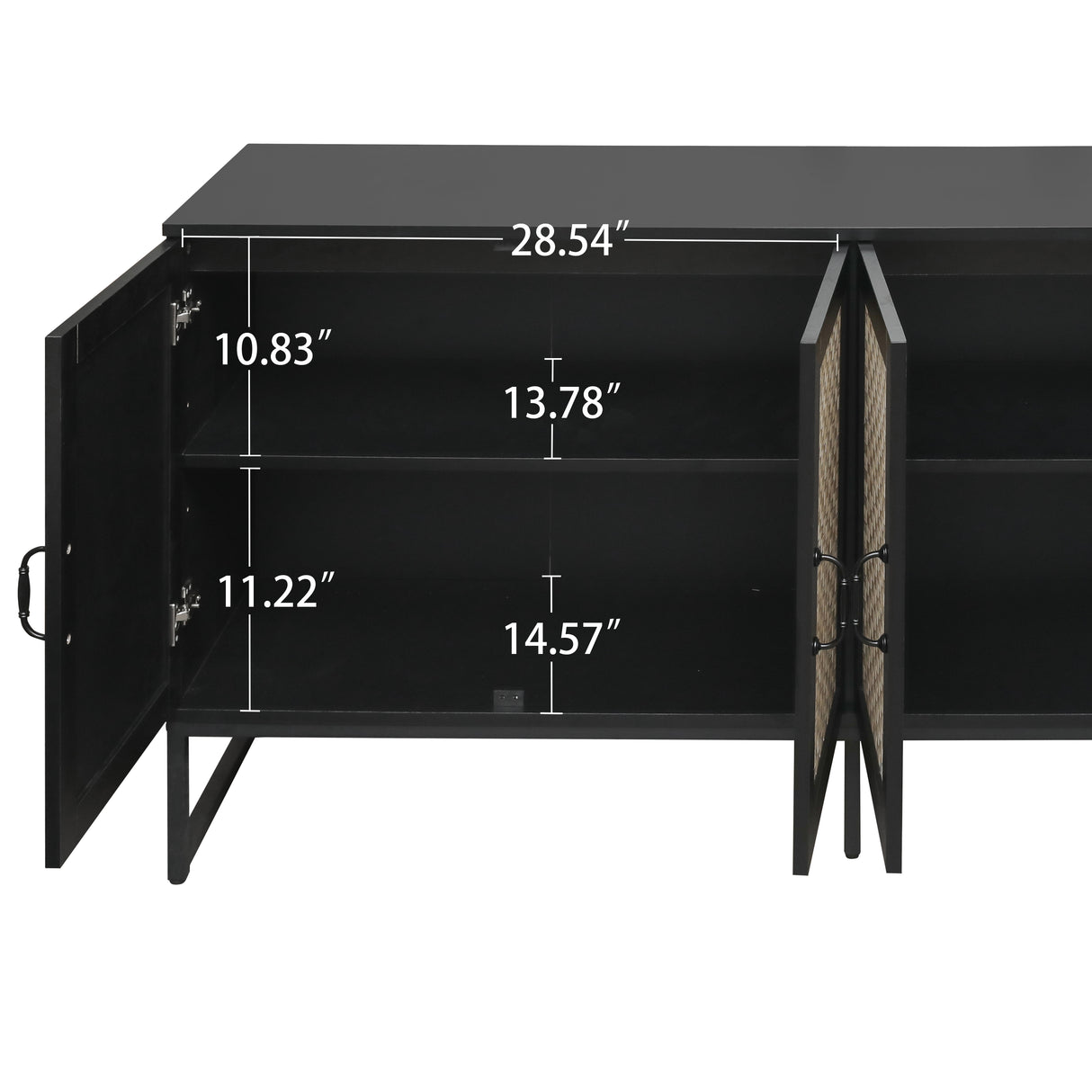 Rattan 4-Door Sideboard , Sideboard Buffet Storage Cabinet,Accent Storage Cabinet , Large Cabinet With 4 Rattan Decorated Doors - V.I.P Digital Presence