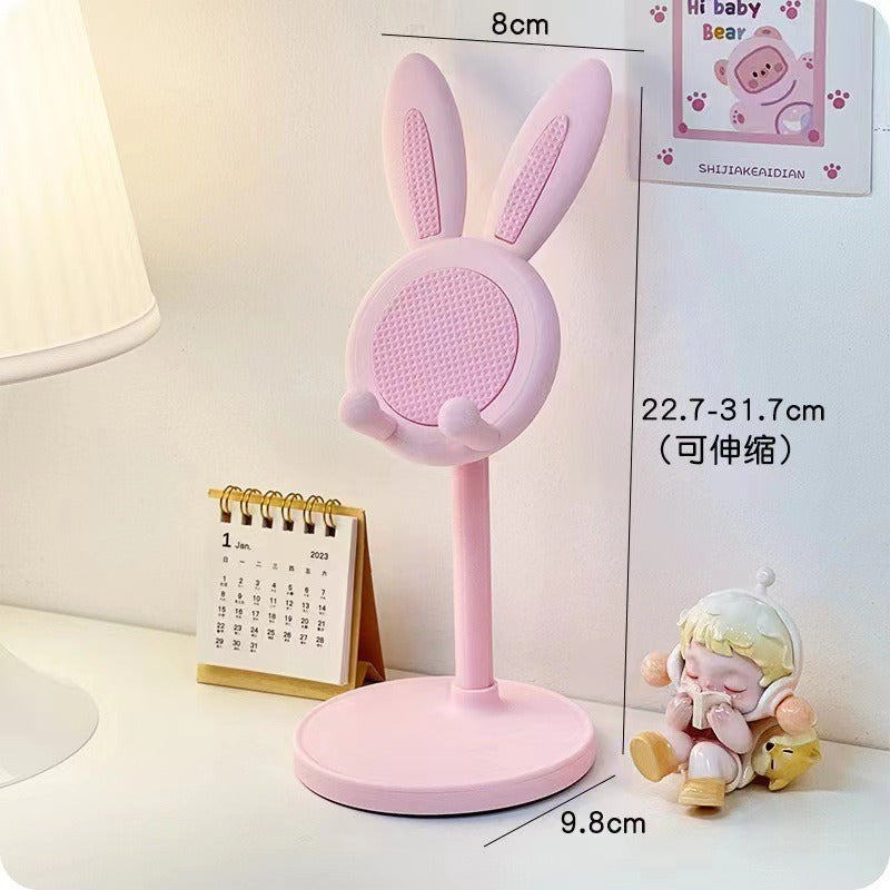 Soporte para teléfono móvil de escritorio con diseño de conejito de dibujos animados, ideal para estudiantes y personas perezosas.