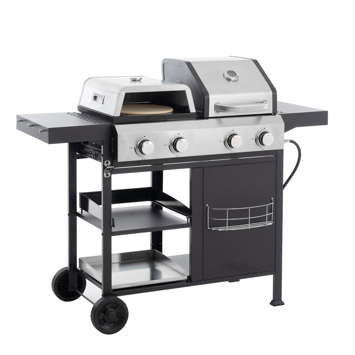 2+2 multifunctional gas barbecue grill and covered grill combination for outdoor cooking - barbecue, barbecue, pizza. - V.I.P Digital Presence
