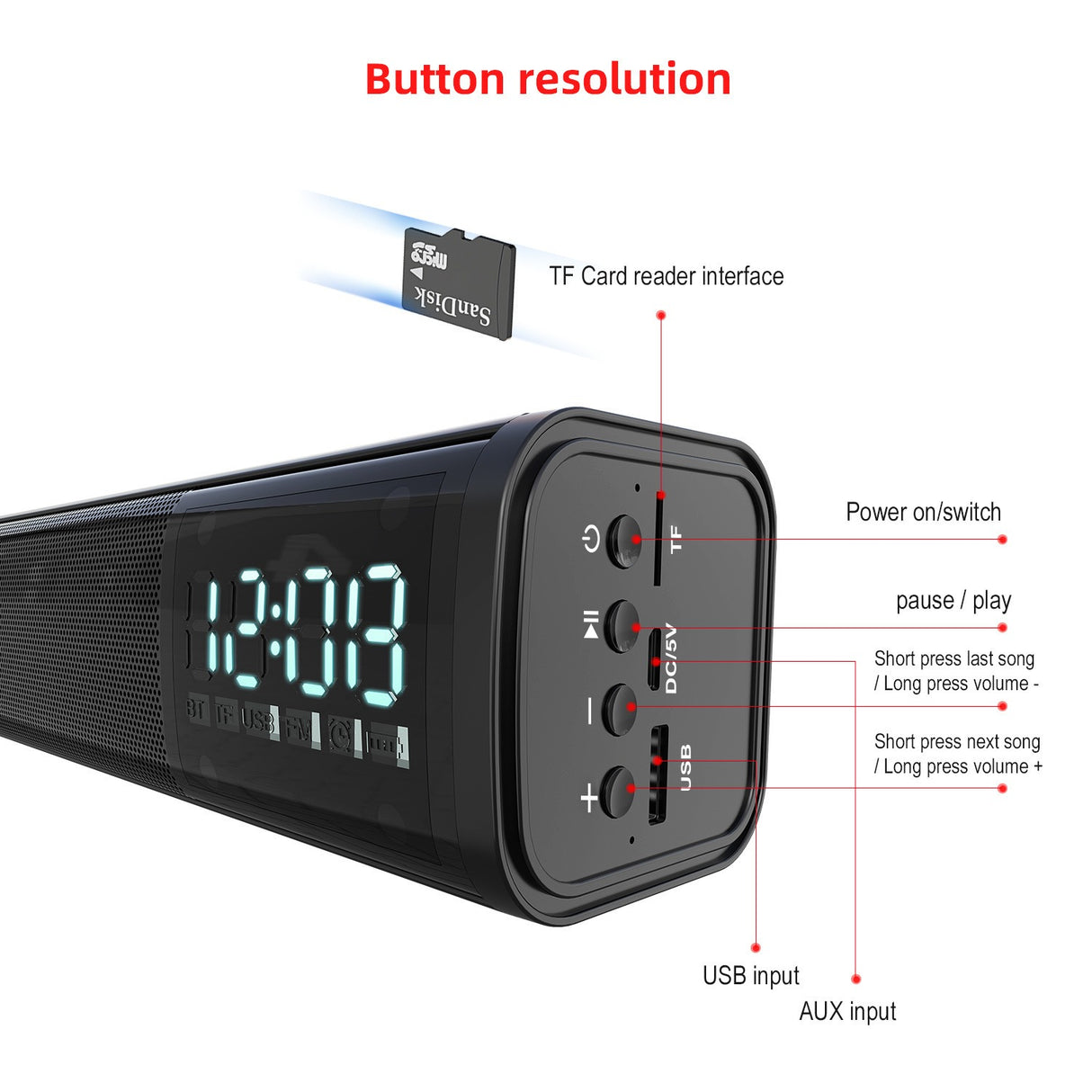 Q2 Bluetooth 5.0 Bluetooth speaker with 10W power and built-in 2200mAh battery long strip speaker - V.I.P Digital Presence