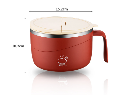 Portable lid insulation 304 stainless steel instant noodle bowl Japanese style sealed lunch box - V.I.P Digital Presence
