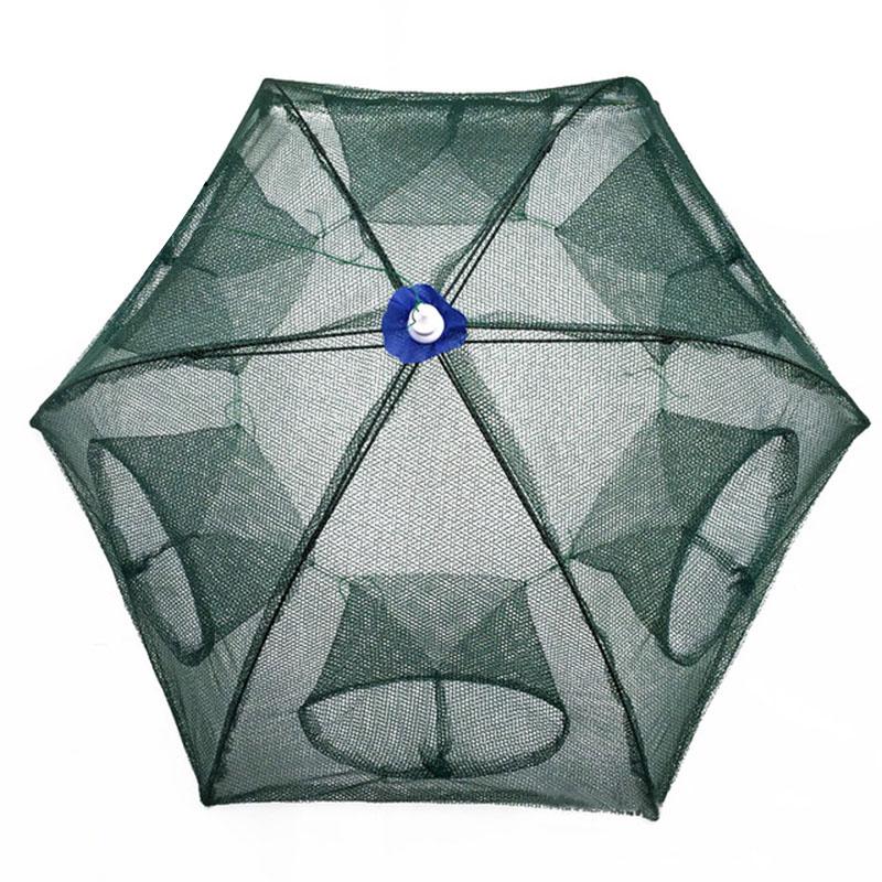 Red de pesca hexagonal portátil plegable de 6 agujeros