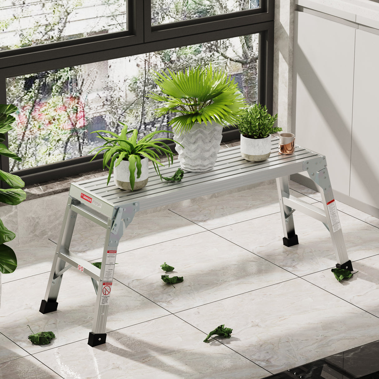Work Platform Aluminum Portable Bench Folding Ladder ANSI Capacity 225 LBS 40" - V.I.P Digital Presence