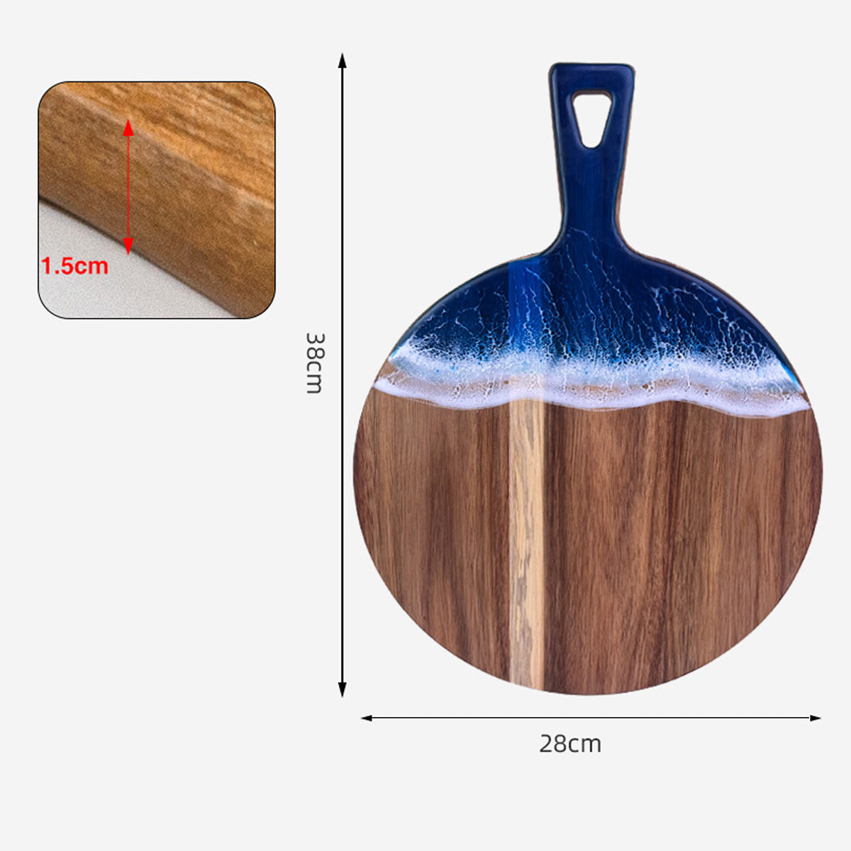 Wood Cutting Board Resin Blue green Wave Pattern - V.I.P Digital Presence