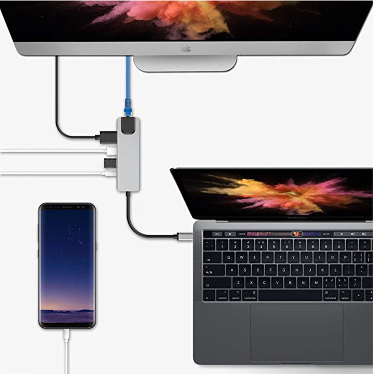 Type C docking station Type-C to HDMI 4K Gigabit Ethernet card 3.0HUB all in one - V.I.P Digital Presence