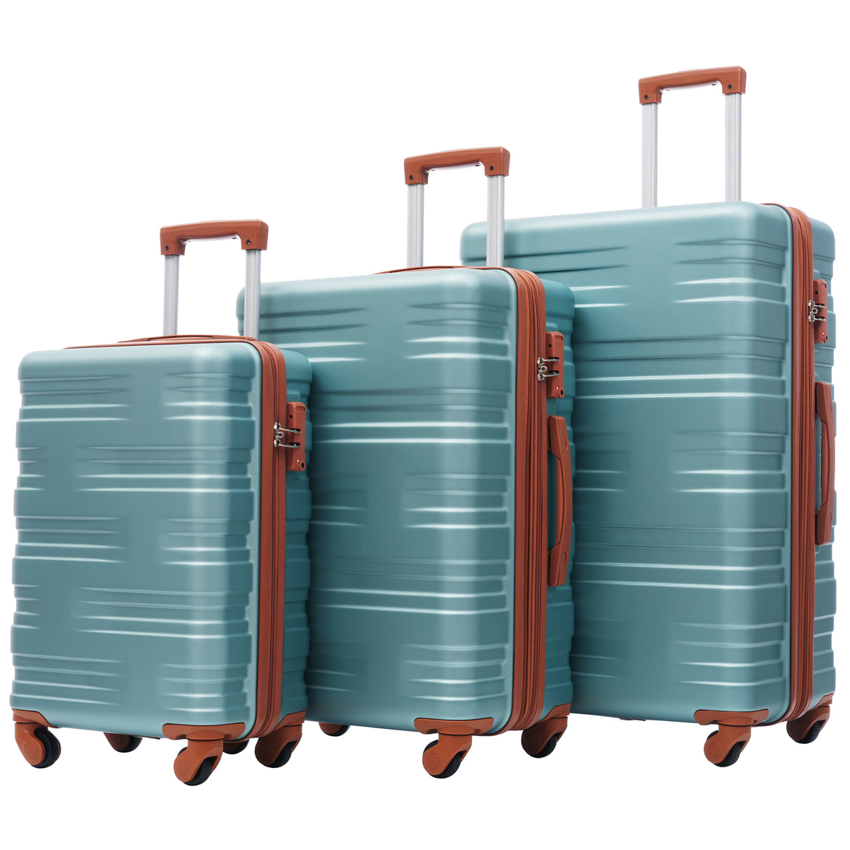 Hardshell Luggage Sets 3 Pcs Spinner Suitcase with TSA Lock Lightweight 20''24''28'' Green + ABS