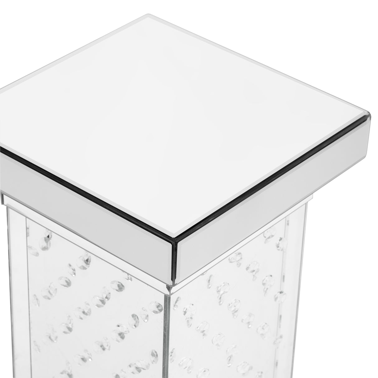 U-Can 11.8-inch silver square mirror coffee table with LED lights, modern crystal inlaid side table, no assembly required - V.I.P Digital Presence