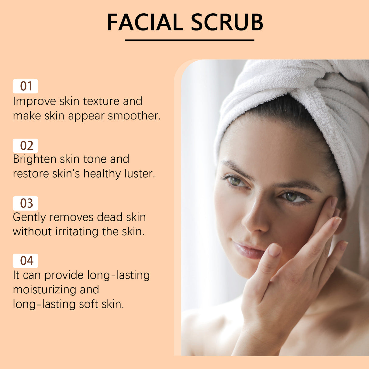 Exfoliante facial que limpia suavemente la piel del rostro, exfolia, hidrata, humecta e ilumina.