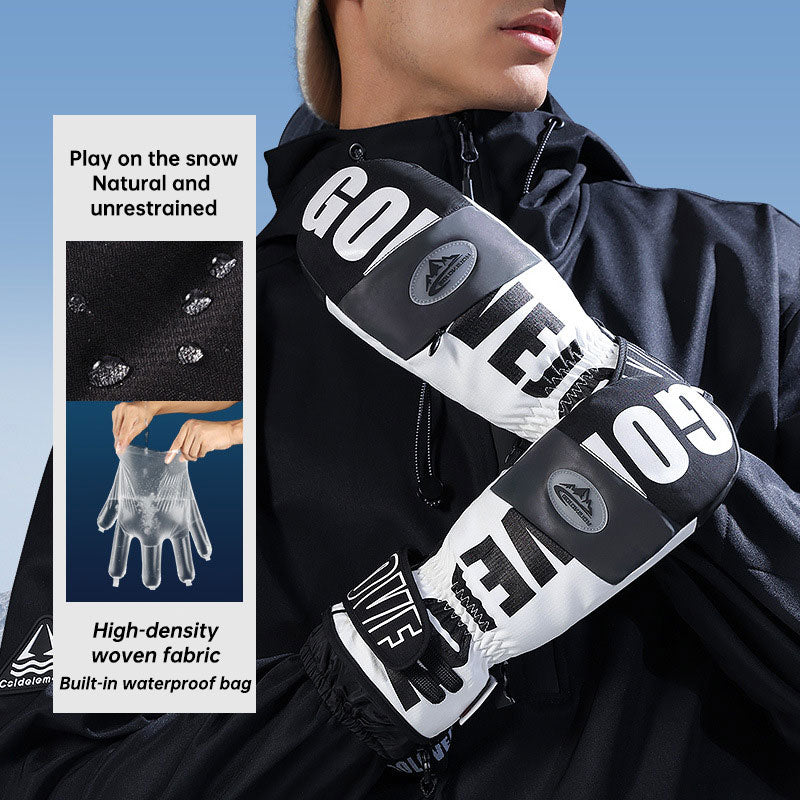 Winter warm ski gloves waterproof outdoor plush thickened windproof touch screen veneer gloves - V.I.P Digital Presence