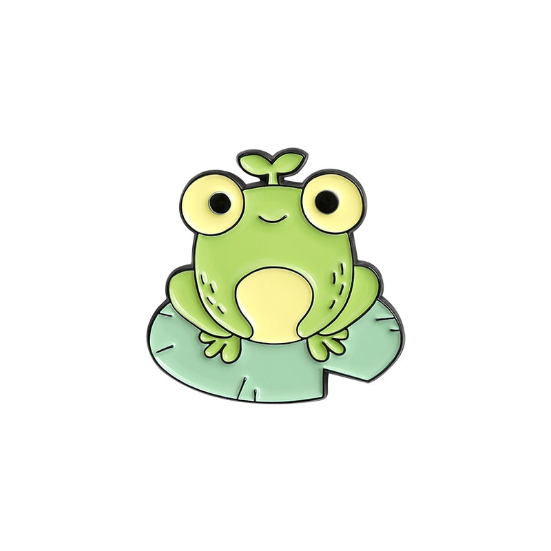 Quack Quack Enamel Pin Custom Frog Lotus Leaf Brooches Bag Lapel Pin Cartoon Animal Badge Jewelry Gift for Kids Friends - V.I.P Digital Presence