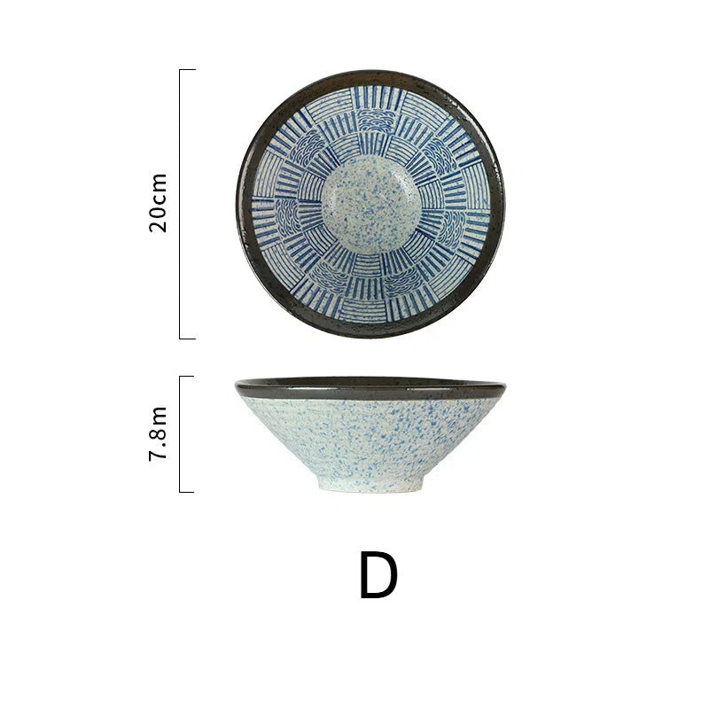 Lamian Noodles Bowl Sea Ripple Bamboo Hat Bowl Creative Large Soup Bowl Beef Noodle Bowl Home Vintage Bowl - V.I.P Digital Presence