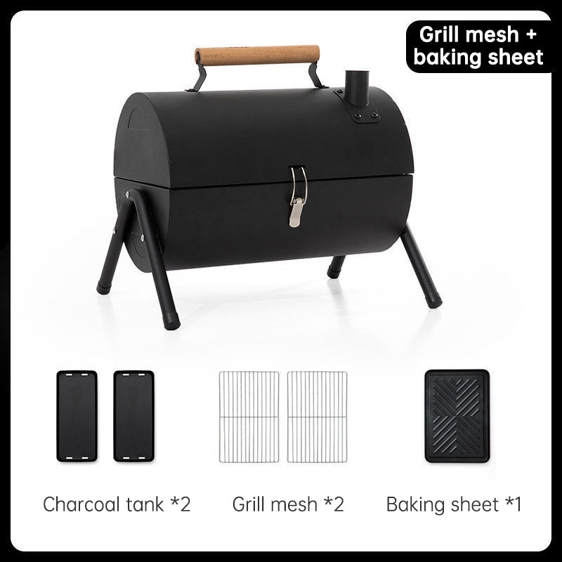 Outdoor portable double-sided barbecue stove camping home charcoal barbecue pre meat barbecue rack - V.I.P Digital Presence