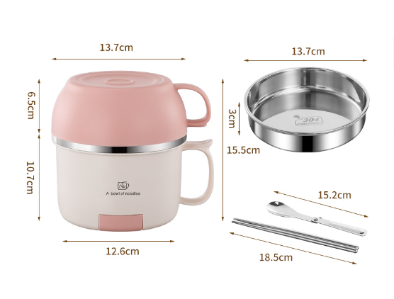 Anti-scalding 304 stainless steel lunch box instant noodle bowl with lid and handle lunch box - V.I.P Digital Presence