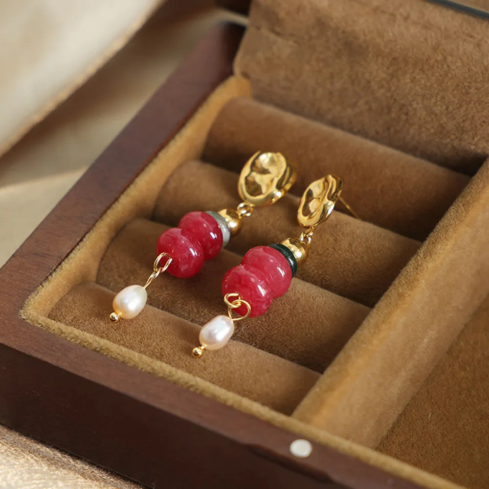 Natural Stone Freshwater Pearl Dangle Earrings - V.I.P Digital Presence