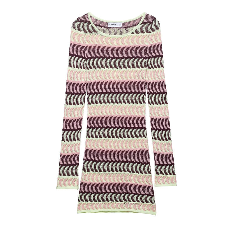 Style Women's Fashion Casual Long Sleeve Fitted Knit Dress - V.I.P Digital Presence