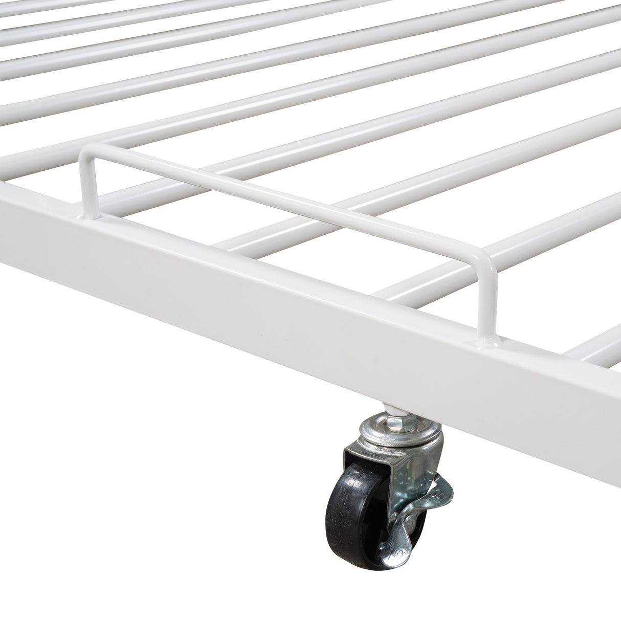 Full Size Metal Platform Bed Frame with Trundle, USB Ports and Slat Support No Box Spring Needed White - V.I.P Digital Presence
