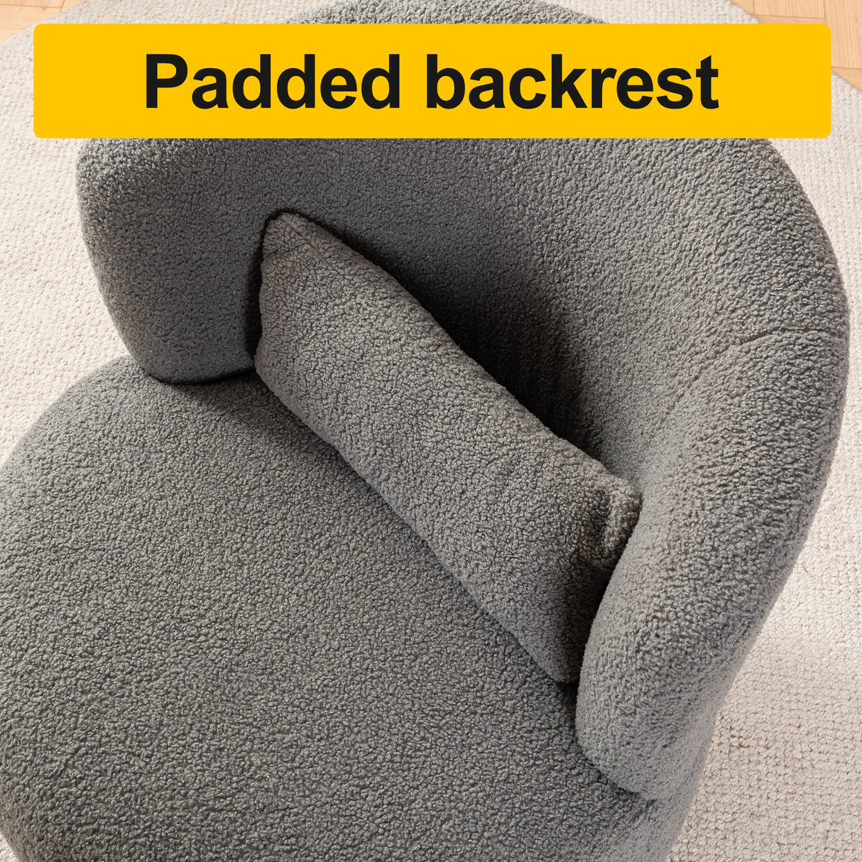 Grey Plush Swivel Accent Chair - Contemporary Round Armchair with 360° Rotation and Metal Base for Living Room Elegance - V.I.P Digital Presence