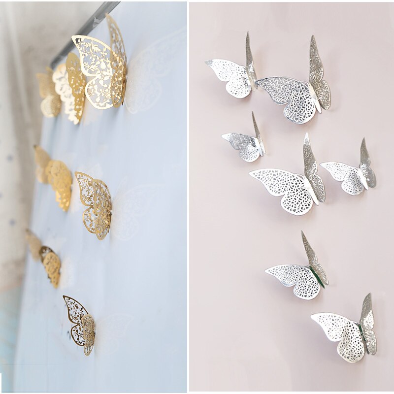 12pcs 3D Hollow Butterfly Wall Sticker for Home Decor DIY Butterflies Fridge stickers Room Decoration Party Wedding Decor - V.I.P Digital Presence
