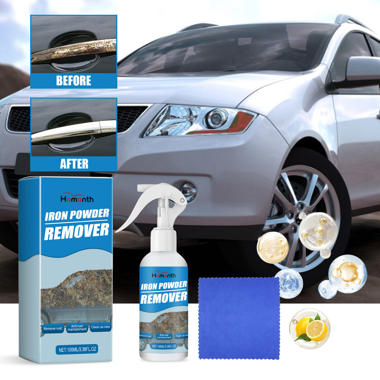 HOMONTH Iron Powder Remover, Decontamination Refurbishing Spray For Metal Parts Of Bicycle Wheels - V.I.P Digital Presence