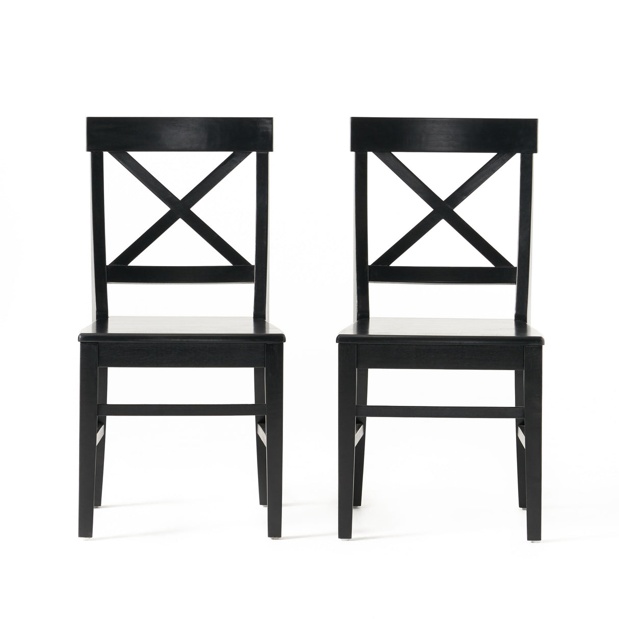 Roshan Farmhouse Acacia Wood Dining Chairs, Black (Set of 2) - V.I.P Digital Presence