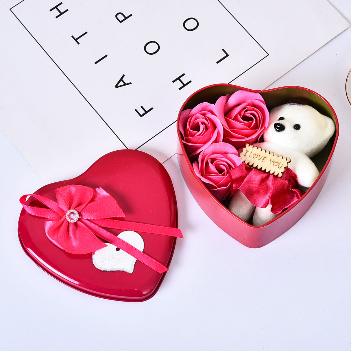 Valentines Day Gift Soap Flower Gift Rose Box Bears Bouquet Wedding Decoration Gift Festival Heart-shaped Box - V.I.P Digital Presence