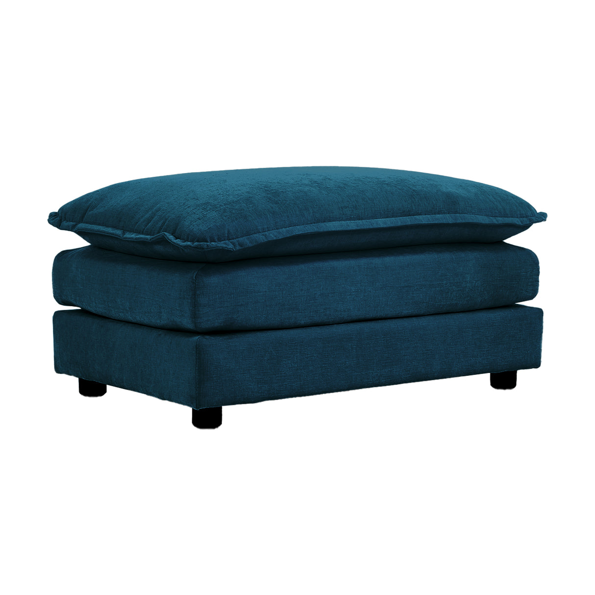 Chenille Fabric Ottomans Footrest to Combine with 2 Seater Sofa, 3 Seater Sofa and 4 Seater Sofa, Blue Chenille - V.I.P Digital Presence