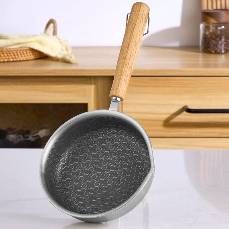 Stainless steel flat bottomed frying pan, non stick pan, deepening multifunctional mini frying pan for steak and eggs, small fry - V.I.P Digital Presence