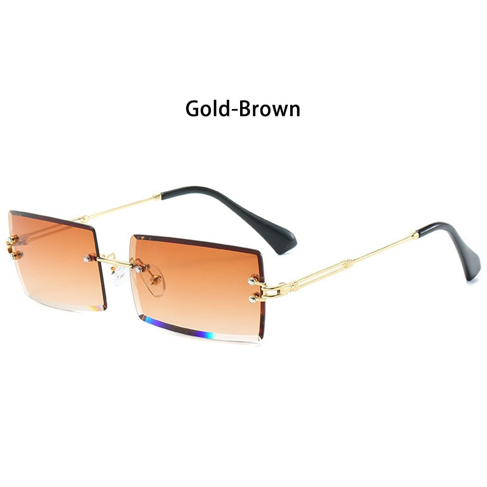 Trendy Men Women Summer Rimless Sunglasses Fashion Small Rectangle Sun Glasses Traveling Style UV400 Shades Eyewear - V.I.P Digital Presence