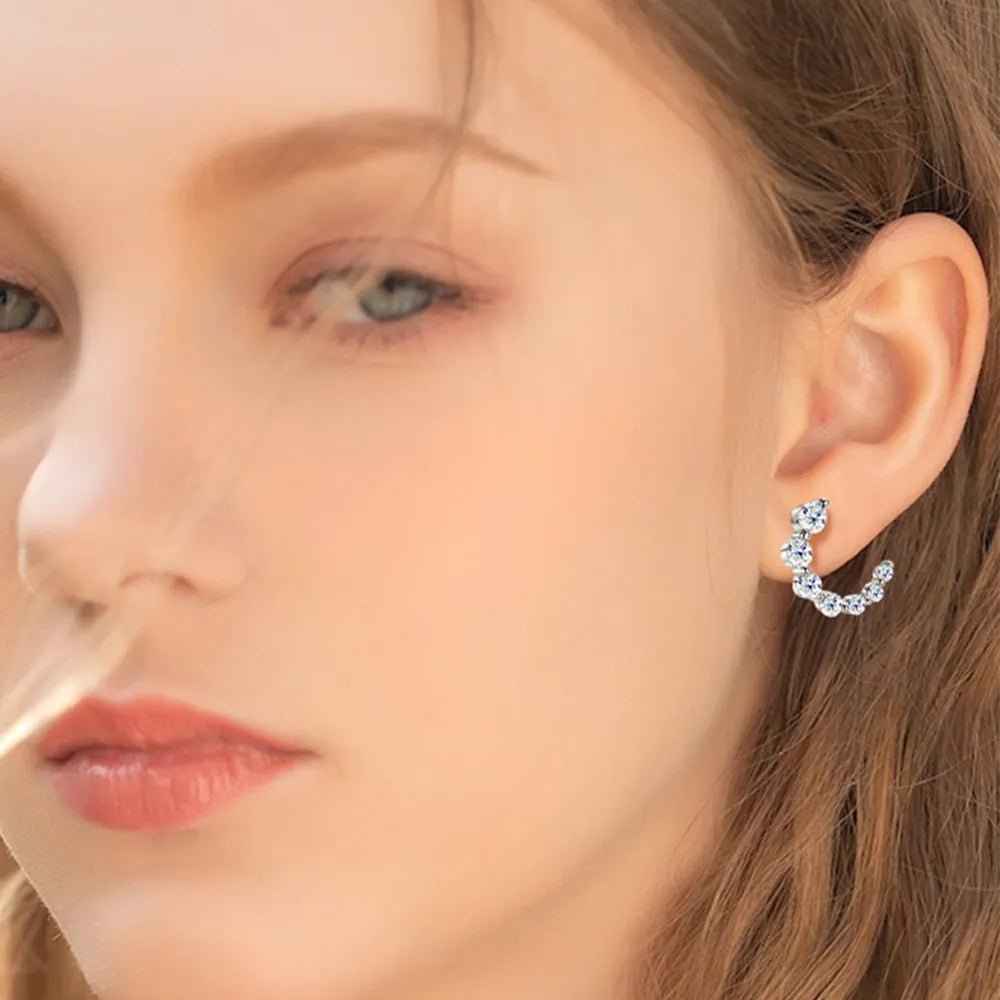 925 Sterling Silver Inlaid Moissanite Stud Earrings - V.I.P Digital Presence