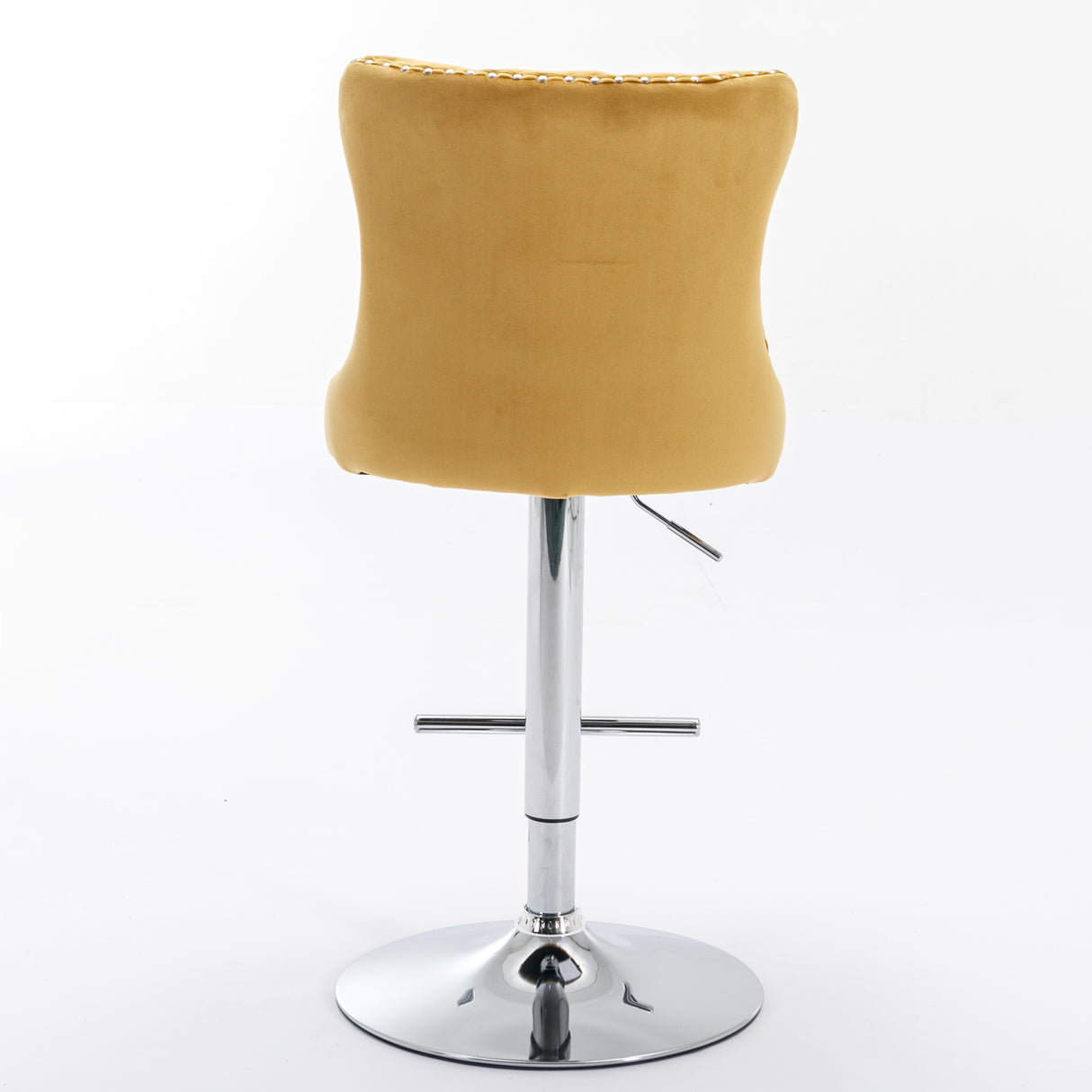 25-33 Inch, Modern Upholstered Chrome base Bar Stools with Backs Comfortable Tufted for Home Pub and Kitchen Island(Gold,Set of
