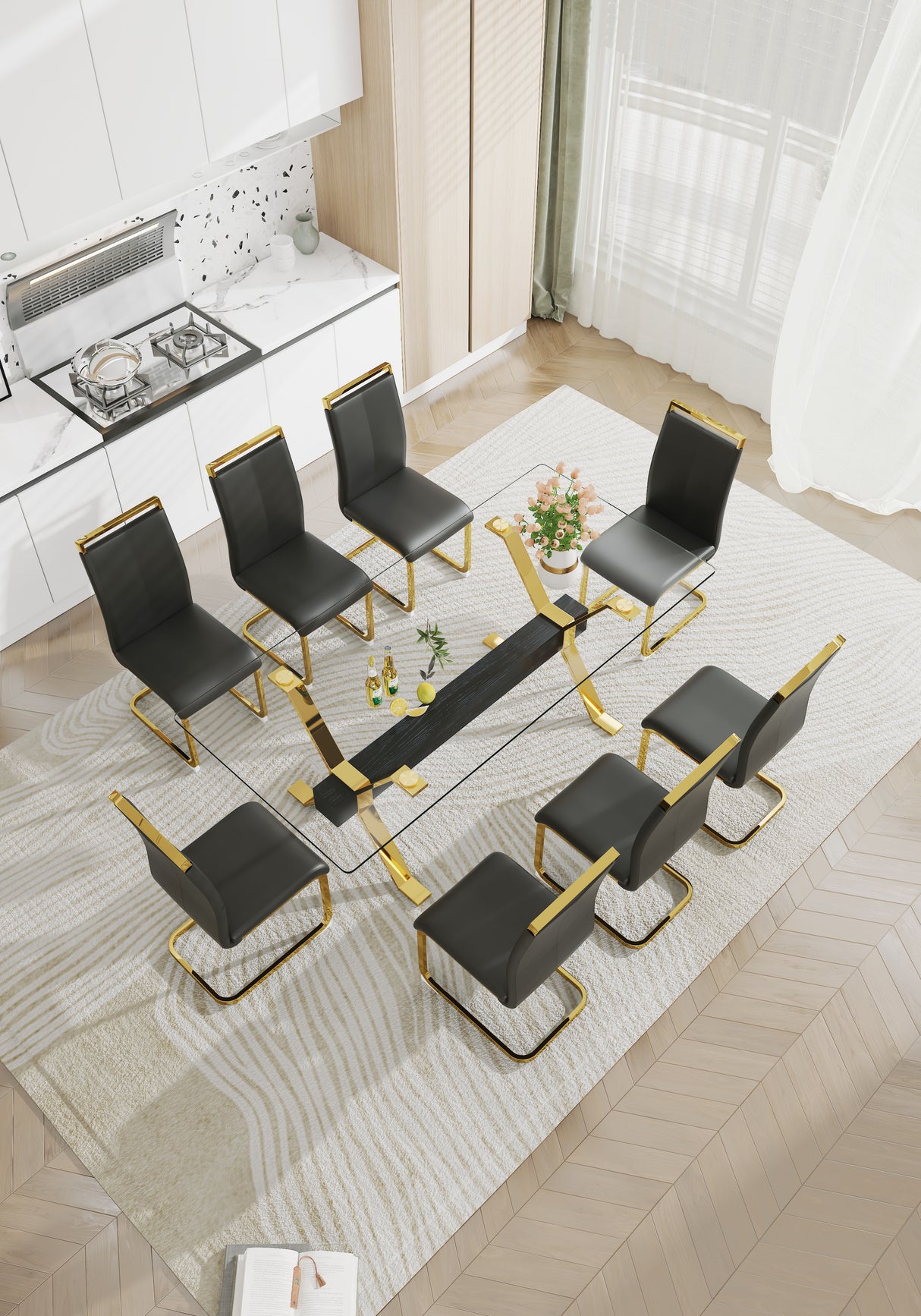 Dining table Modern tempered glass dining table Large modern office desk - V.I.P Digital Presence