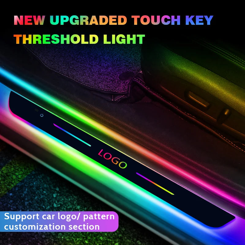 Acrylic Universal Car Led Welcome Pedal Light Led Moving Door Scuff Led Door Sill Scuff Plate car logo 4PCS Set - V.I.P Digital Presence